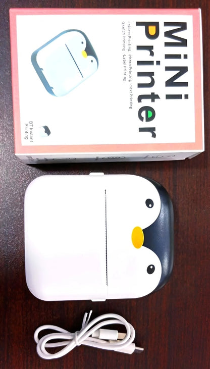 Penguin design rechargeable portable mini printer