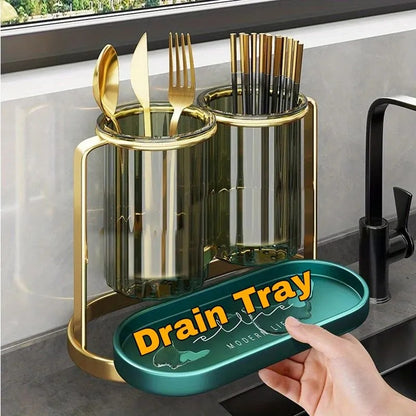 Luxury Golden Leaf Cutlery Holder