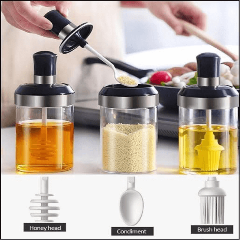 2pcs glass seasoning jar