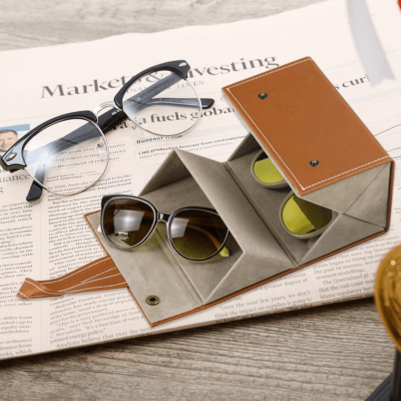 Leather 4 slot sun glasses organizer