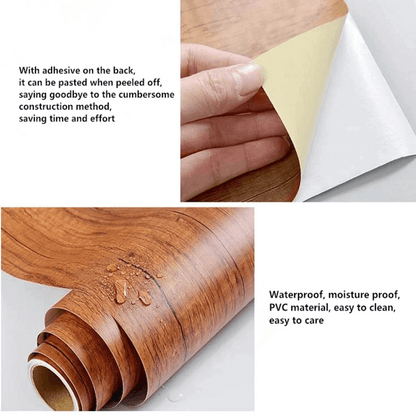 Waterproof deep wood vinyl wallpaper roll