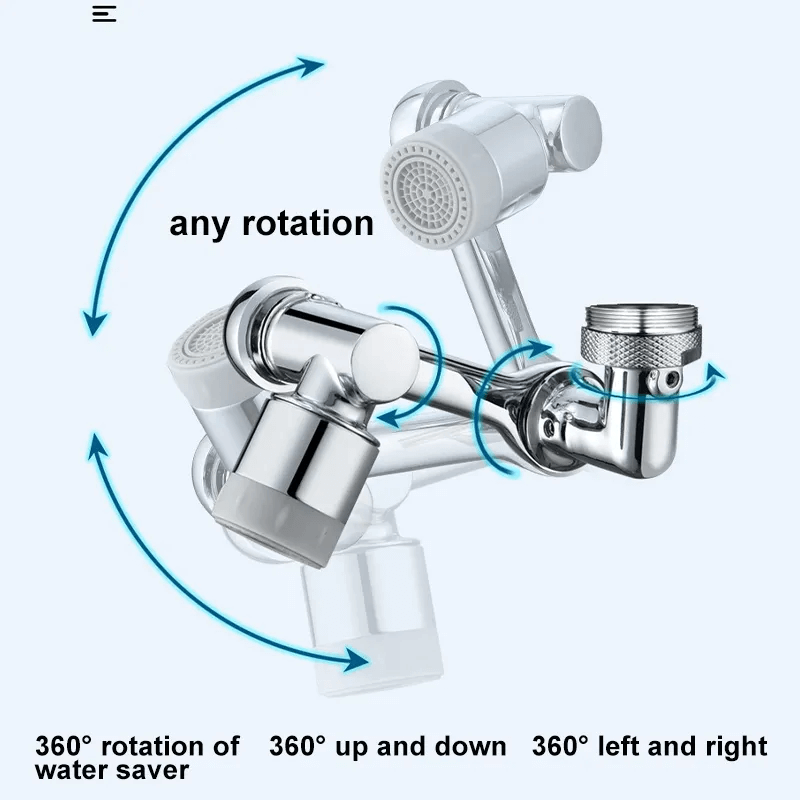 Rotating 1080° degrees water faucet tap plastic extender 2 modes