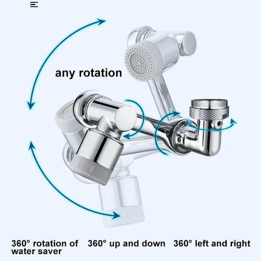 Rotating 1080° degrees water faucet tap plastic extender 2 modes