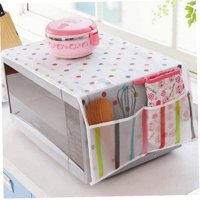 Microwave dust cover waterproof double pocket storage bag 