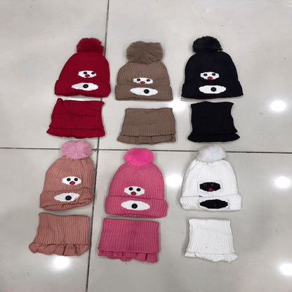 2 pcs set high quality cartoon face winter cap