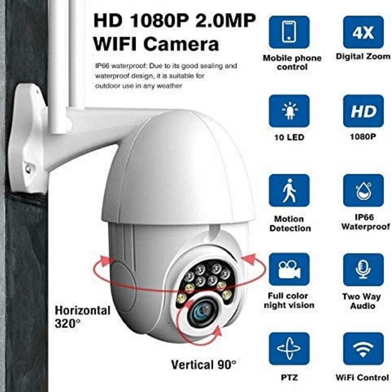 2mp outdoor/indoor ptz double antenna wifi camera