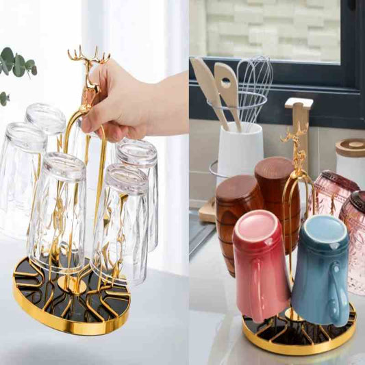 CUPS and MUG Stand Golden Metal Holders Rack