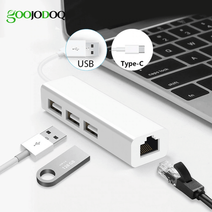 Usb ethernet 3 port usb hub lan network card to ethernet adapter