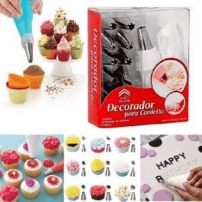 Cake decorating set with steel nozzles