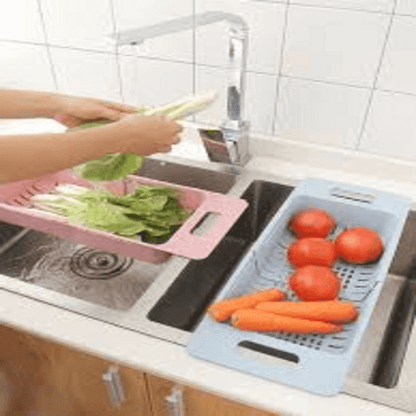 Adjustable length plastic sink drain basket