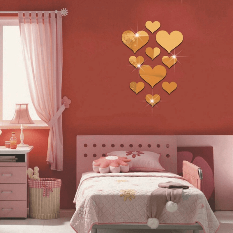 18 pcs hearts acrylic wall sticker