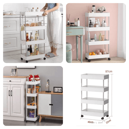 4 layer plastic kitchen storage trolley