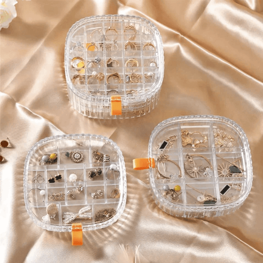 2 layer transparent crystal jewelry storage organizer