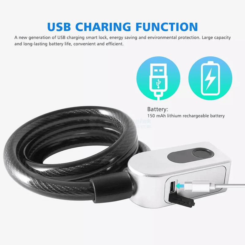 Smart bike bicycle usb fingerprint lock cable