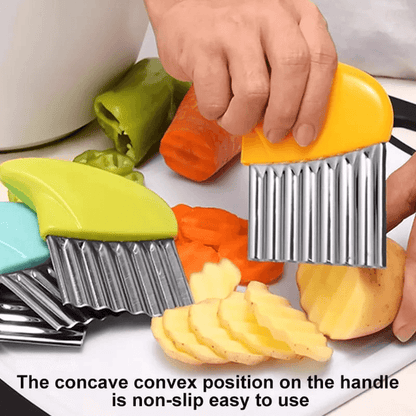 Pack of 2 stainless steel crinkle cut potato chip cutter