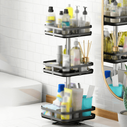 3 layer 360 degree rotating iron storage rack