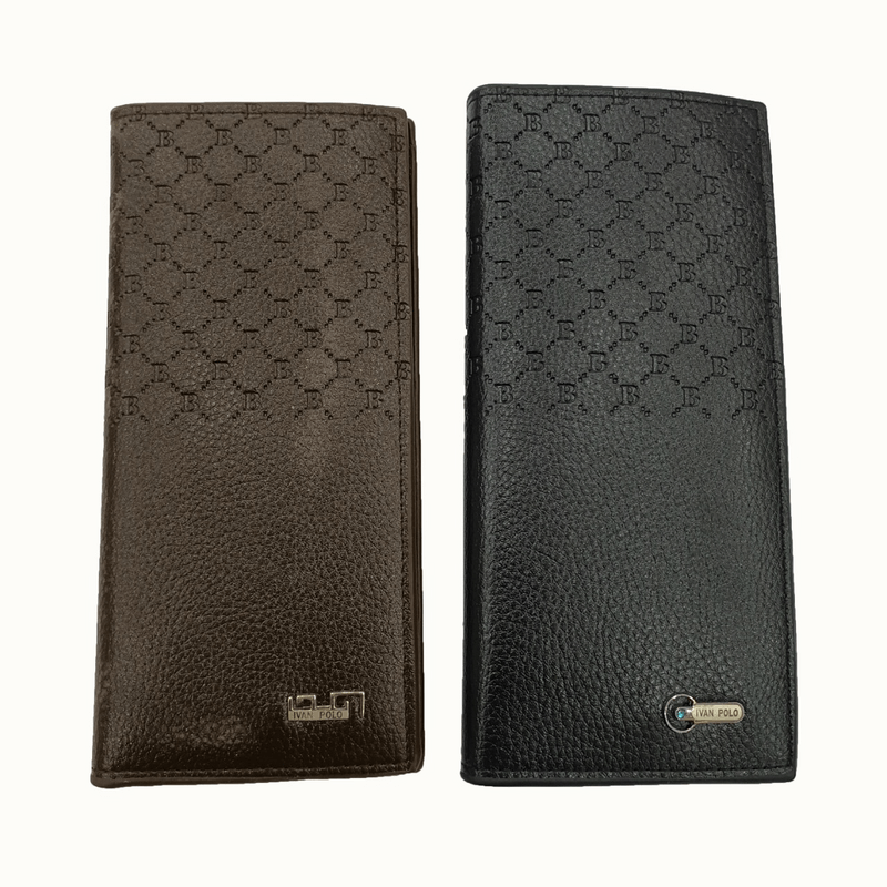 Luxury men utra-thin long wallet woven pattern