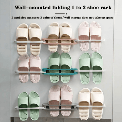 Adjustable space saving wall rack for slippers 