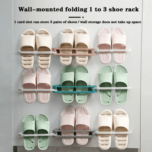 Adjustable space saving wall rack for slippers 