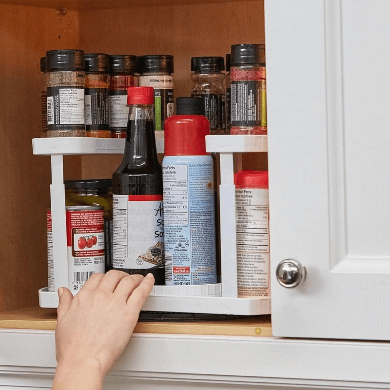 Spice spinner two-tiered spice organizer