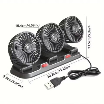 Portable 360°Rotating Three Heads Car Cooling Fans