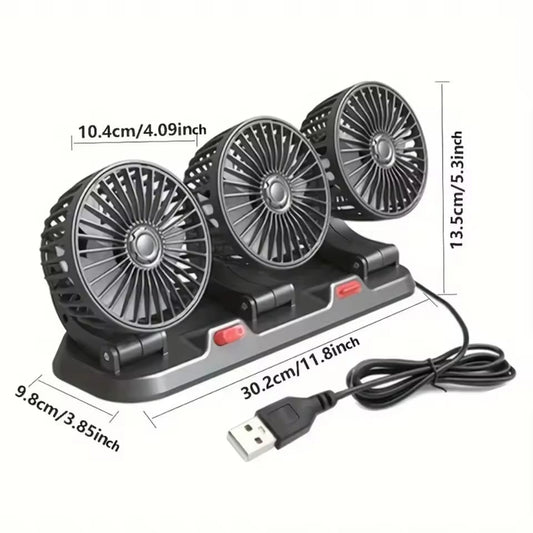 Portable 360°Rotating Three Heads Car Cooling Fans