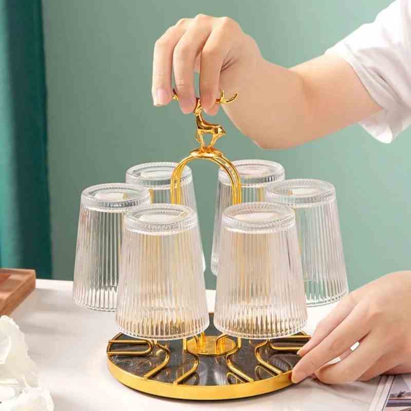 CUPS and MUG Stand Golden Metal Holders Rack