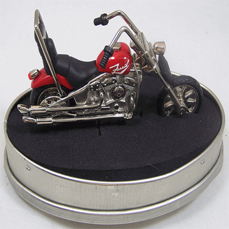 Fossil brand antique harley bike clock- metal red