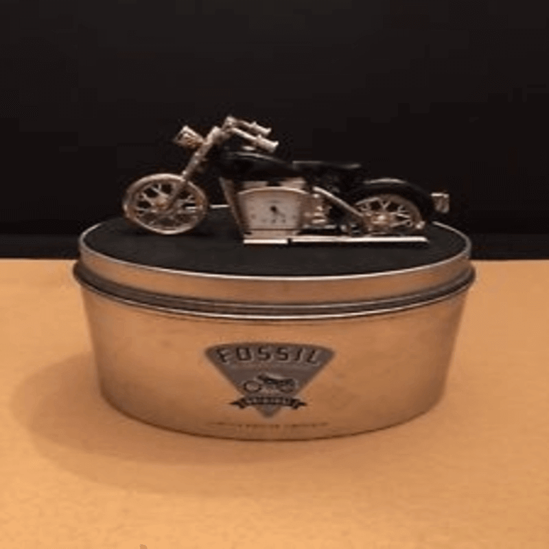 Fossil brand antique harley bike clock- metal black