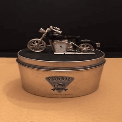Fossil brand antique harley bike clock- metal black
