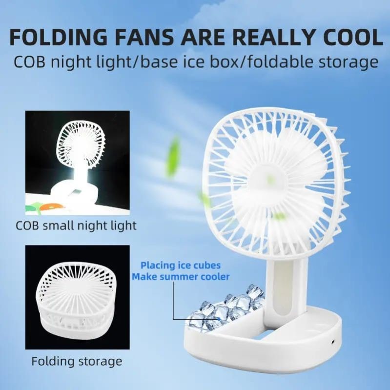 Mini Desktop USB Rechargeable Foldable Fan with LED Light