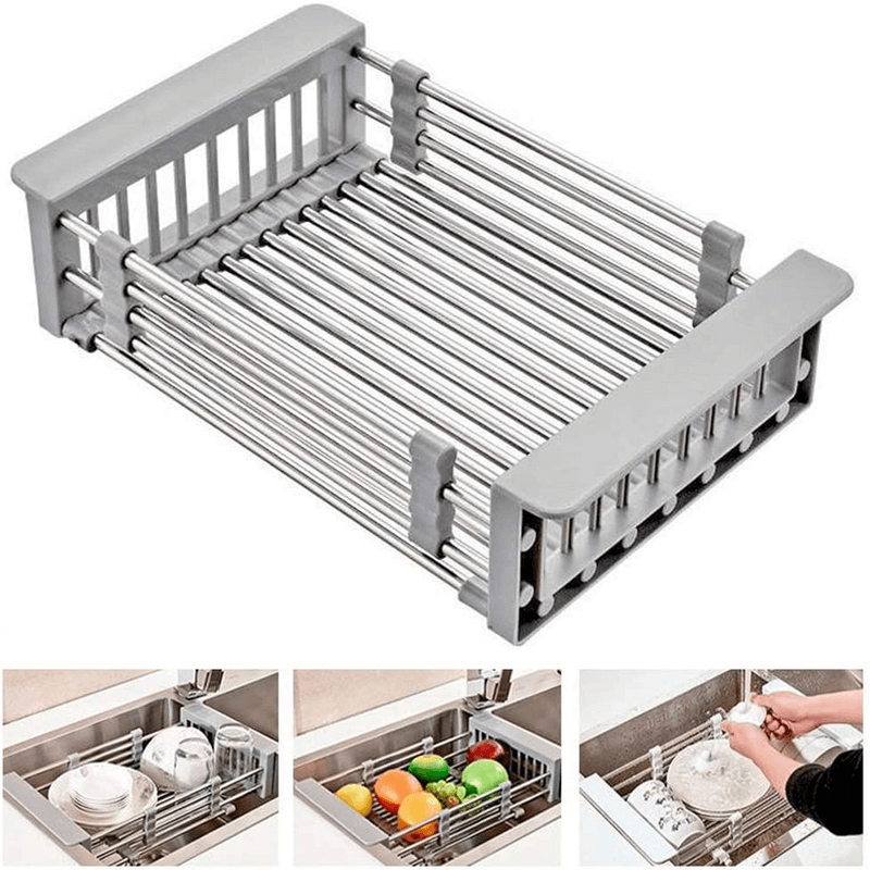 Expandable dish drying rack over sink