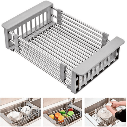 Expandable dish drying rack over sink