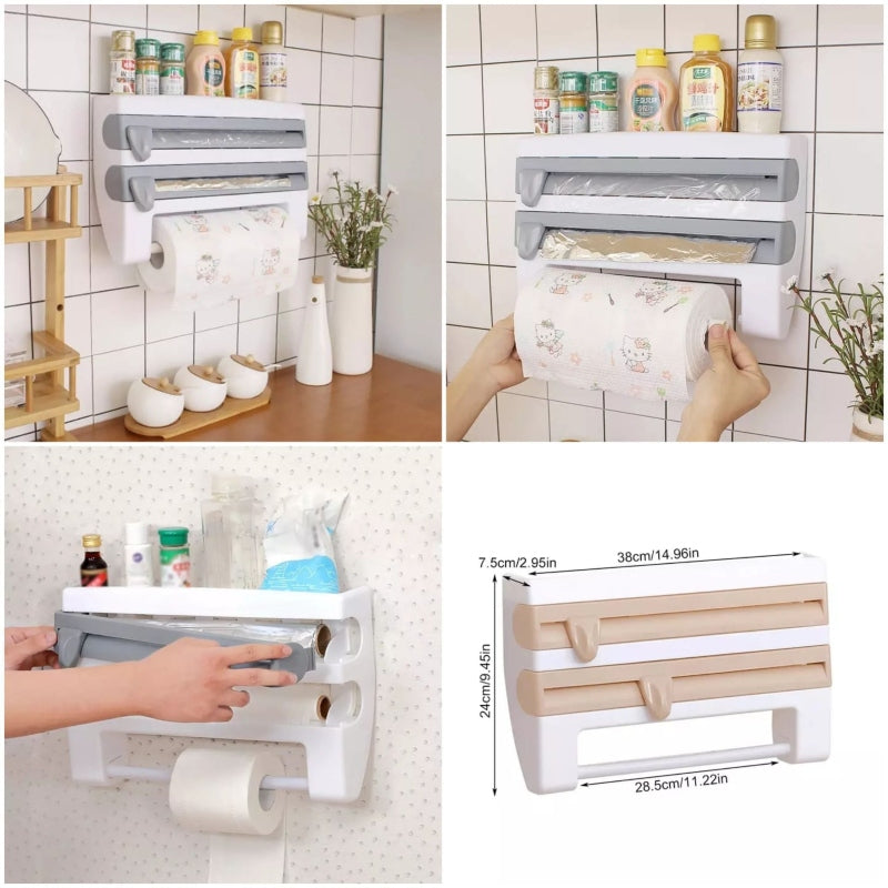 4 in 1 foil cling film tissue paper roll holder
