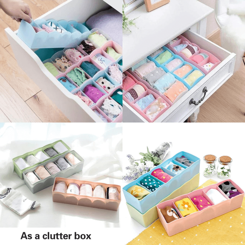 5 compartment underwear storage drawer organizer