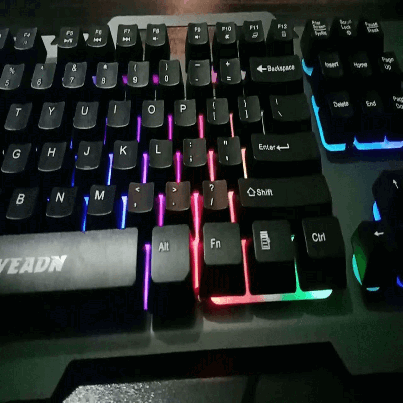 Gt-5 metal back light gaming keyboard rainbow with suspended key