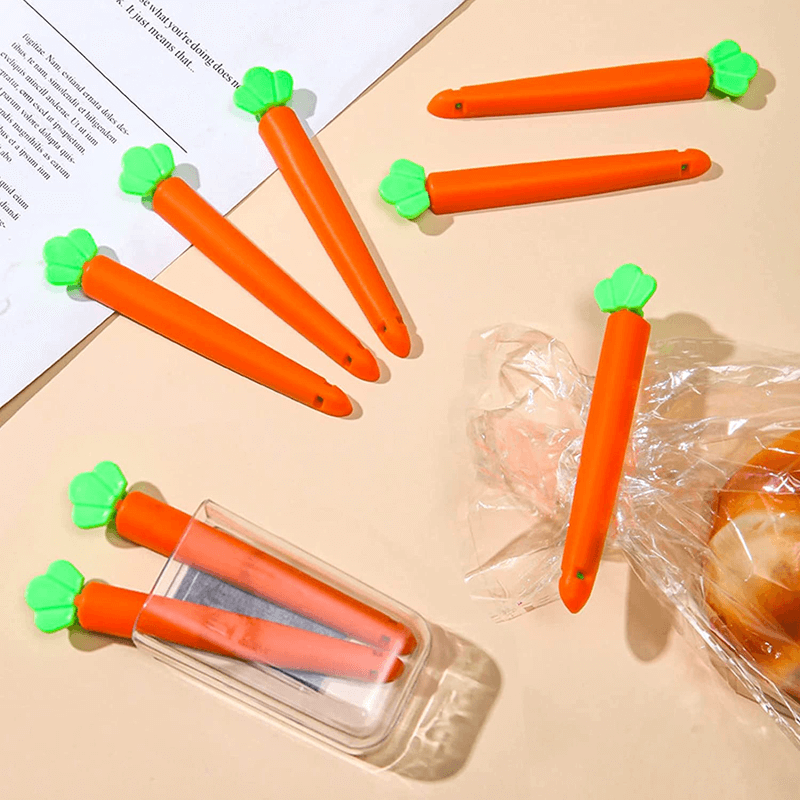 Cute carrot shape food bag sealing clips pack of 15