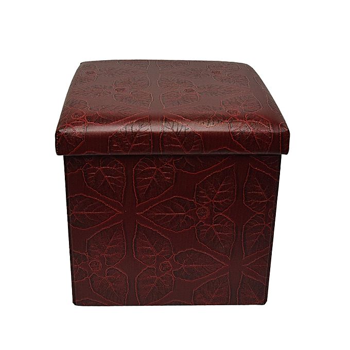Folding storage ottoman foot rest & stool - maroon