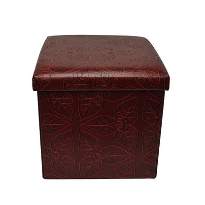 Folding storage ottoman foot rest & stool - maroon