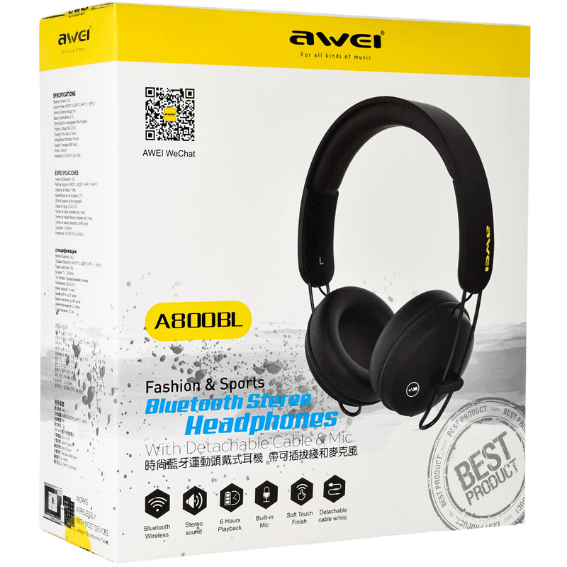 Awei a800bl bluetooth headphones headset