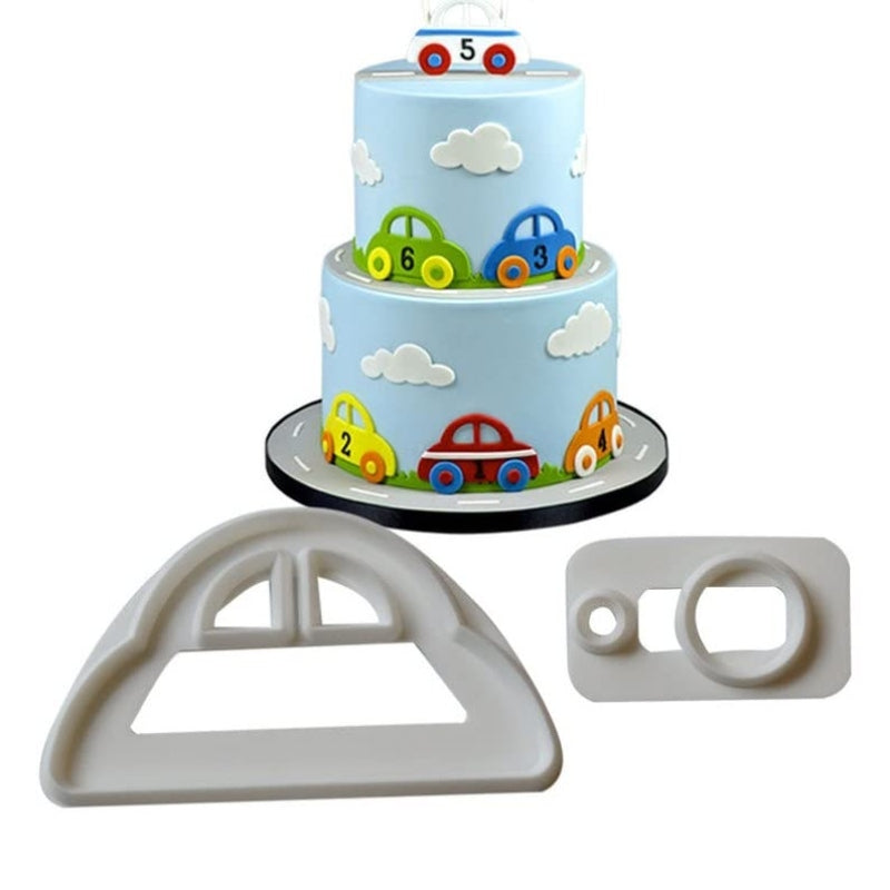 2pcs car transportation fondant cake