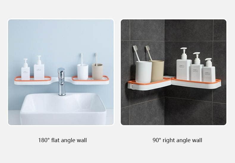 Rotatable bathroom corner rack wall mounted