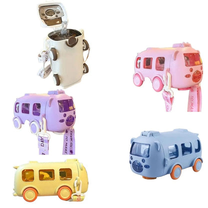 Cute Bus Shaped Water Bottle With Straw