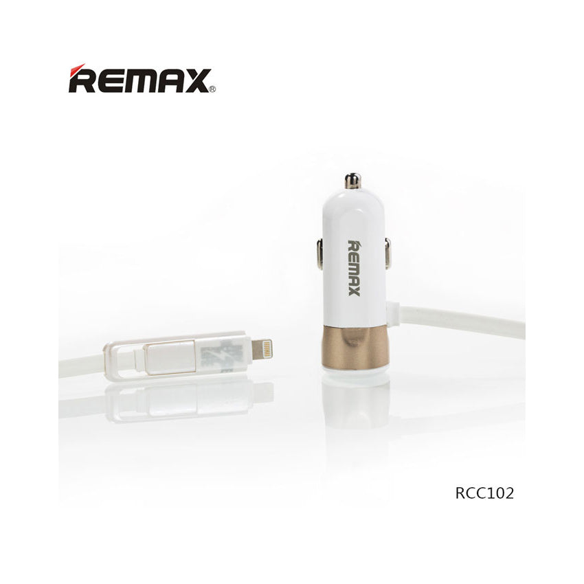 Remax fast 8 3.4a single usb car charger with 2in1 cable