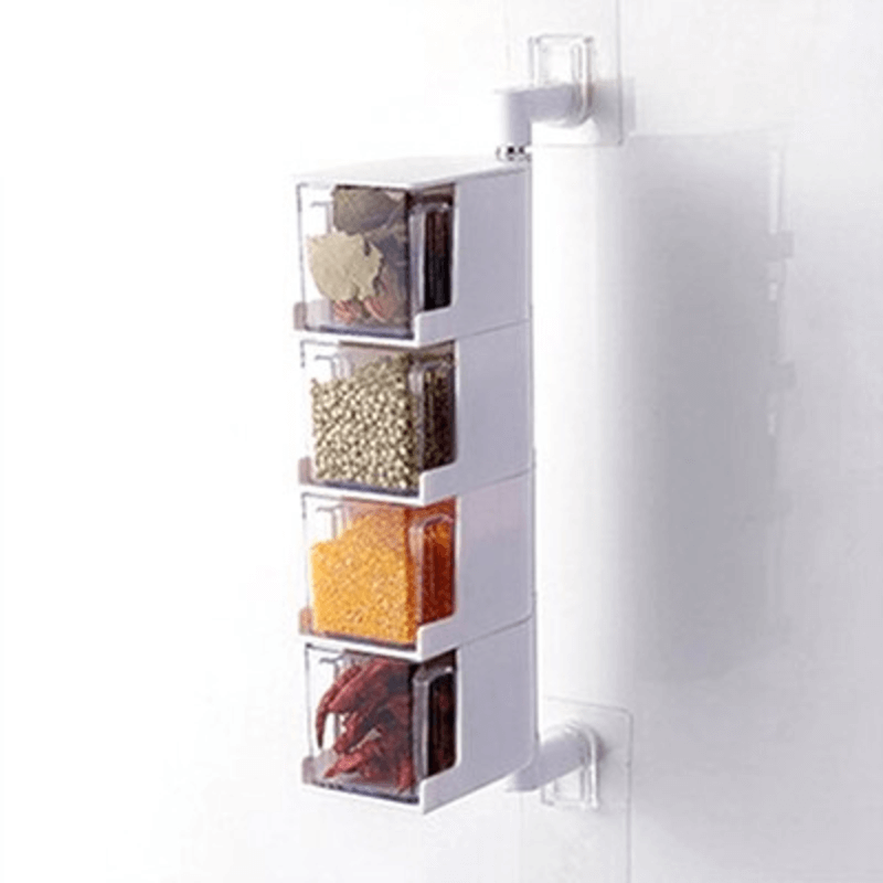 Punch-free wall-mounted spice rack 4 layer