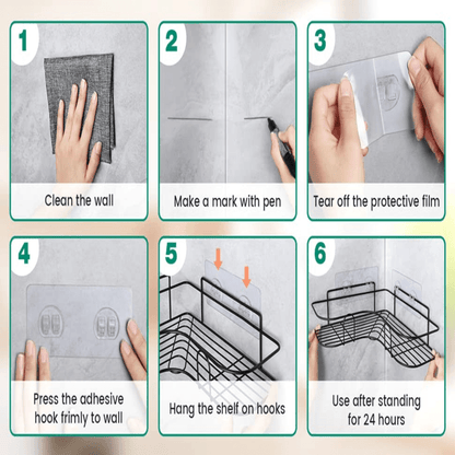 Storage organizer for bathroom and kitchen corner walls