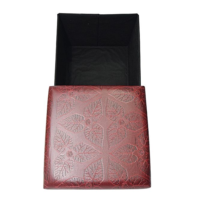 Folding storage ottoman foot rest & stool - maroon