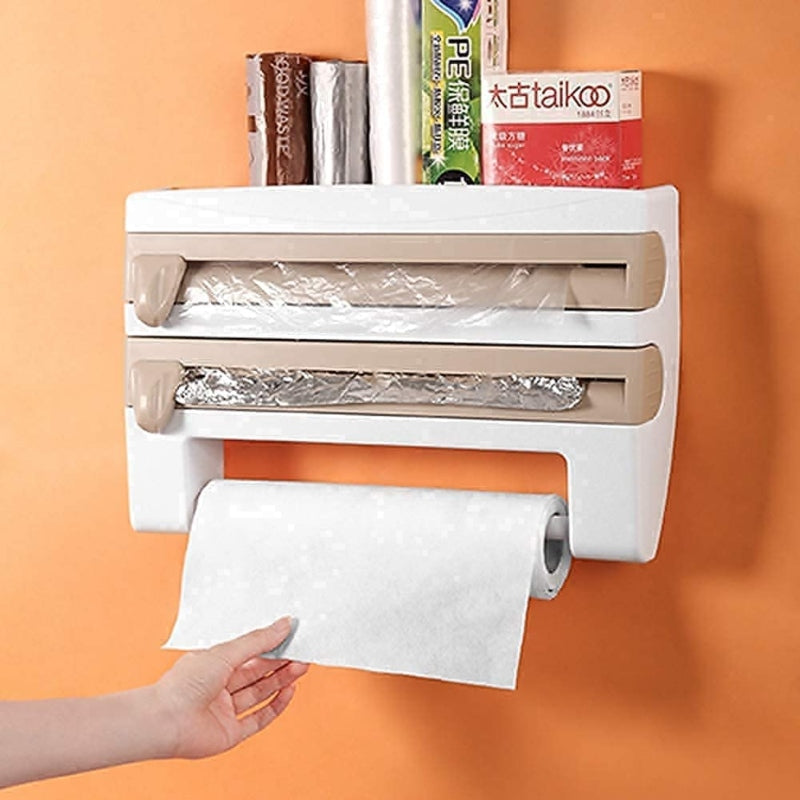 4 in 1 foil cling film tissue paper roll holder