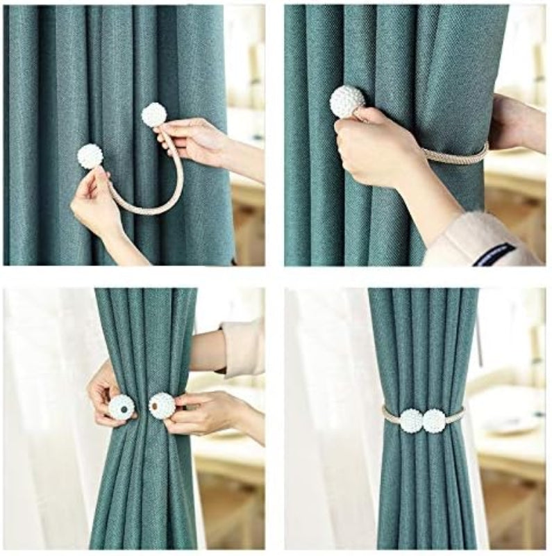Magnetic curtain tiebacks pearl ball