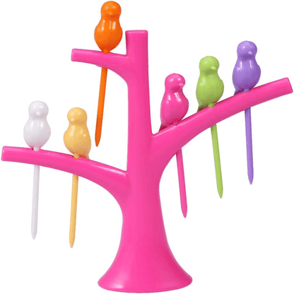 6pcs bird tree fruit forks